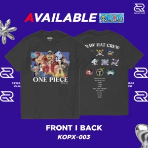 เสื้อยืดวันพีช ลายรวมกลุ่มหมวกฟาง ครบทีม รหัส KOPX-003