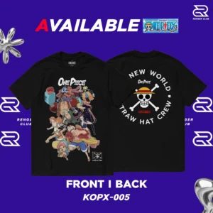 เสื้อยืด Renger Club x One Piece ลายรวมกลุ่มโจรสลัดหมวกฟาง Straw Hat Crew รหัส KOPX-005 สีดำ ลิขสิทธิ์แท้
